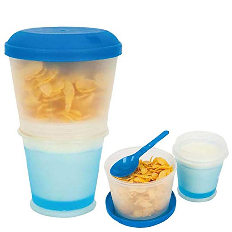 On-The-Go Dual Cereal Cup with Foldable Spoon