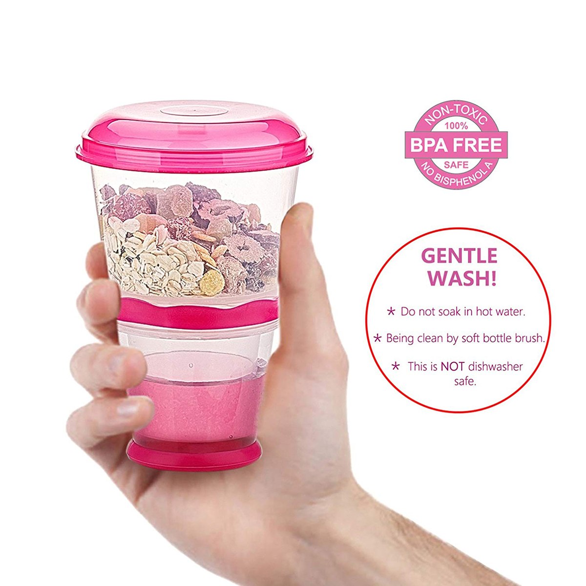 On-The-Go Dual Cereal Cup with Foldable Spoon