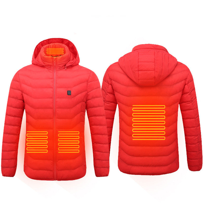 Intelligent Heating Stand Collar Hooded Light And Thin Warm Jacket Male Winter Body Heating
