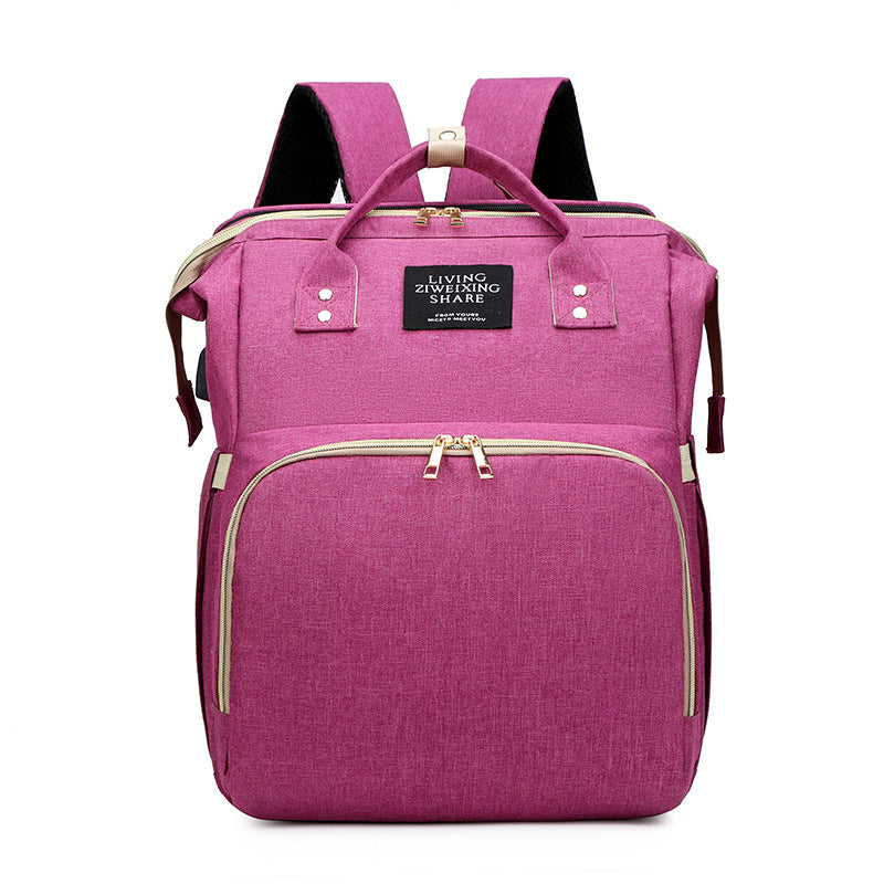 Mommy Bag Foldable Multifunctional Crib Mother And Baby Bag Rechargeable Backpack