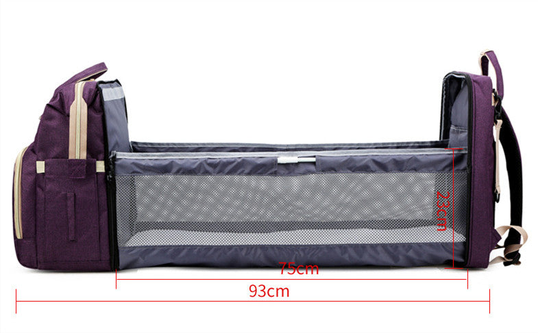 Mommy Bag Foldable Multifunctional Crib Mother And Baby Bag Rechargeable Backpack