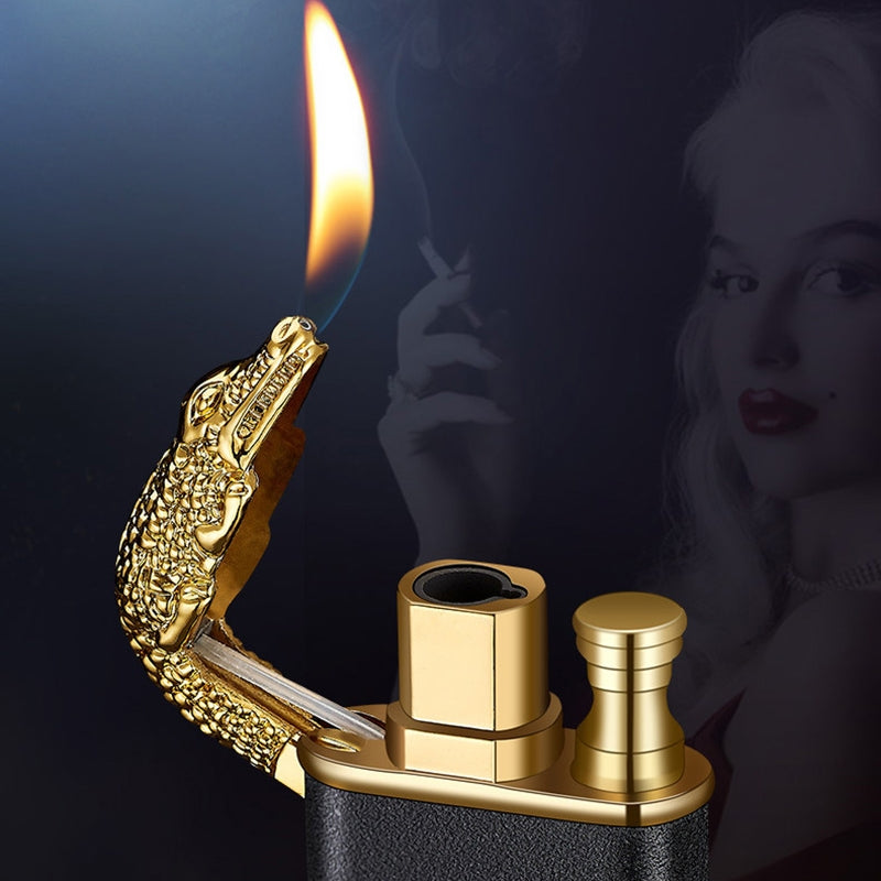 2022 Creative Blue Flame Lighter Dolphin Dragon Tiger Double Fire Metal Winproof Lighter Inflatable Lighter