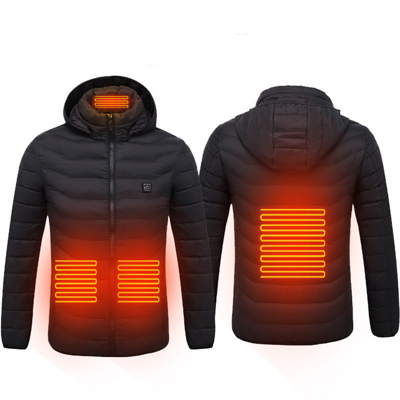 Intelligent Heating Stand Collar Hooded Light And Thin Warm Jacket Male Winter Body Heating