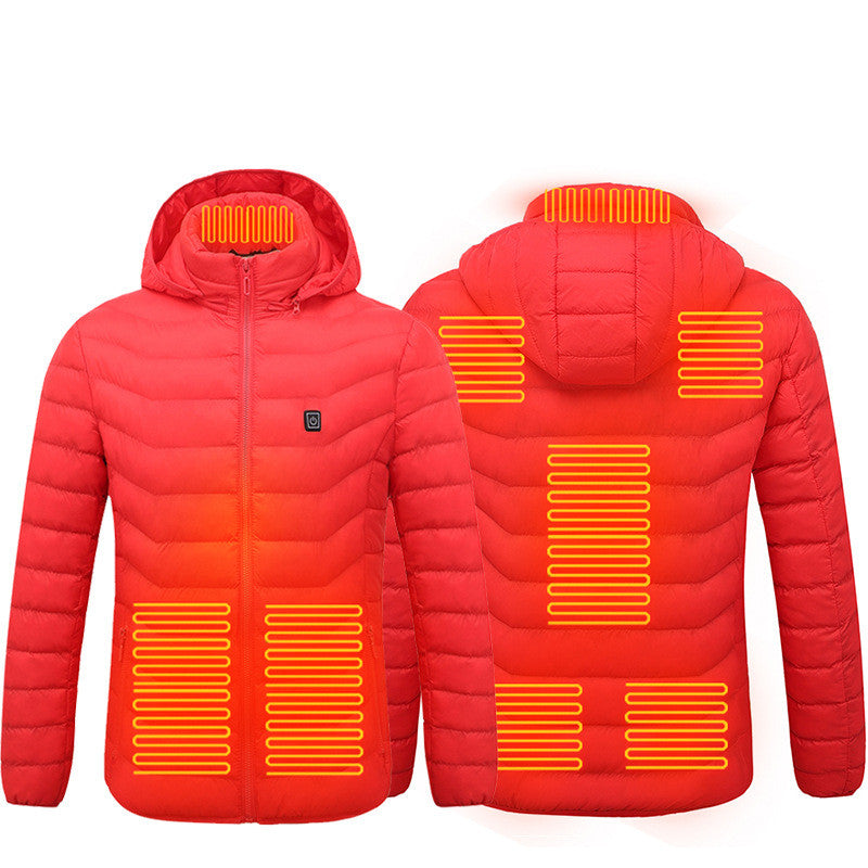 Intelligent Heating Stand Collar Hooded Light And Thin Warm Jacket Male Winter Body Heating