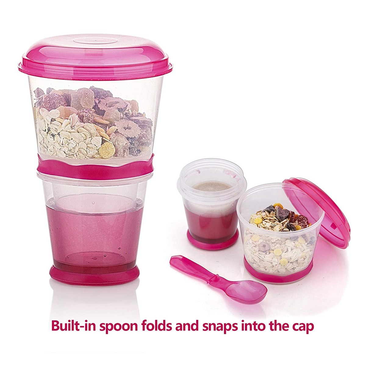 On-The-Go Dual Cereal Cup with Foldable Spoon