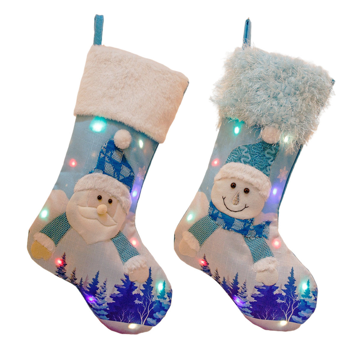 2022 New Year Christmas Decor For Home Glowing Large Christmas Socks Gift Candy Bag With Lights Christmas Ornaments