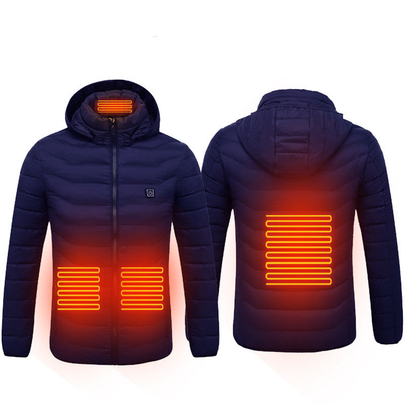 Intelligent Heating Stand Collar Hooded Light And Thin Warm Jacket Male Winter Body Heating