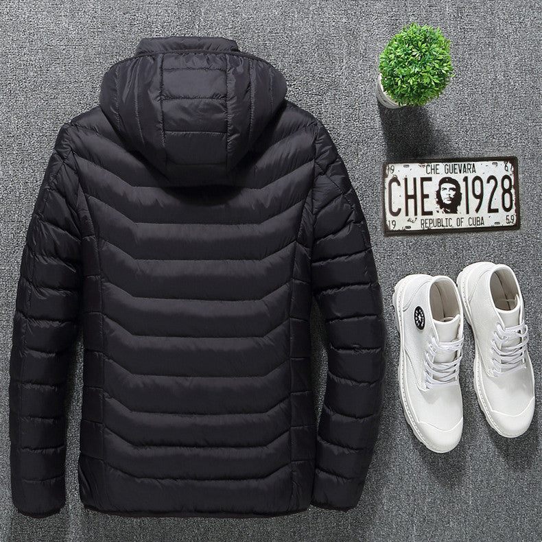 Intelligent Heating Stand Collar Hooded Light And Thin Warm Jacket Male Winter Body Heating