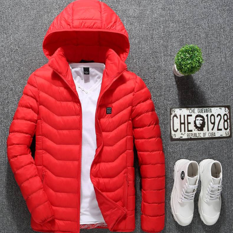 Intelligent Heating Stand Collar Hooded Light And Thin Warm Jacket Male Winter Body Heating