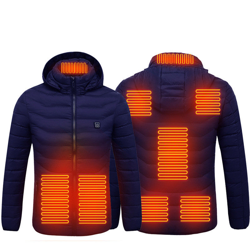 Intelligent Heating Stand Collar Hooded Light And Thin Warm Jacket Male Winter Body Heating