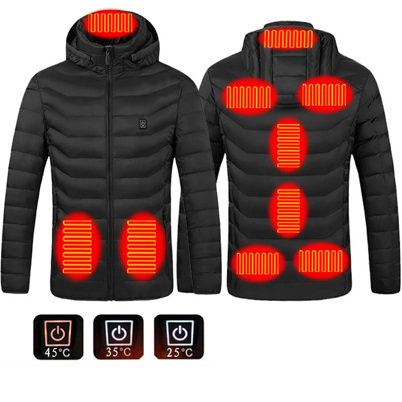 Intelligent Heating Stand Collar Hooded Light And Thin Warm Jacket Male Winter Body Heating