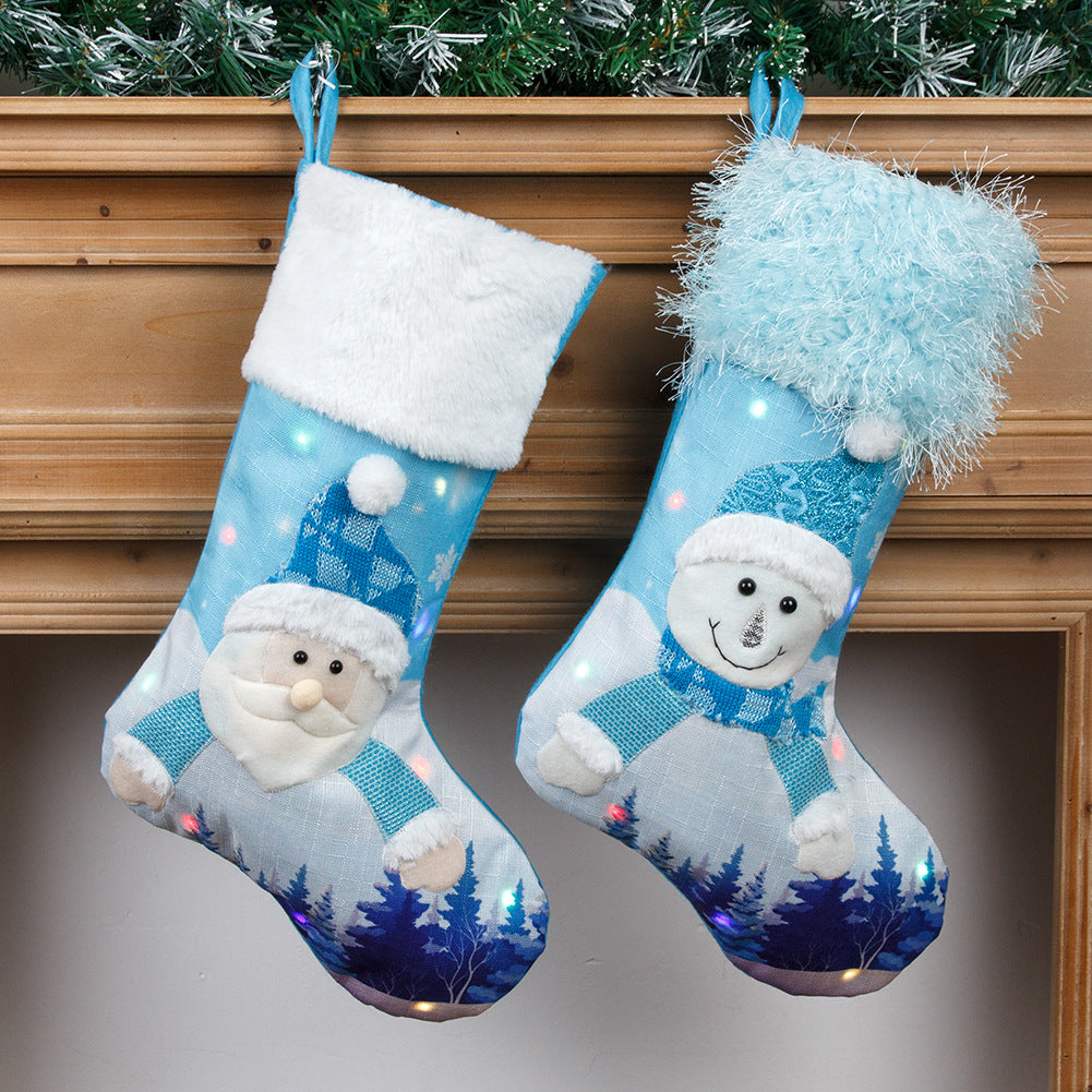 2022 New Year Christmas Decor For Home Glowing Large Christmas Socks Gift Candy Bag With Lights Christmas Ornaments