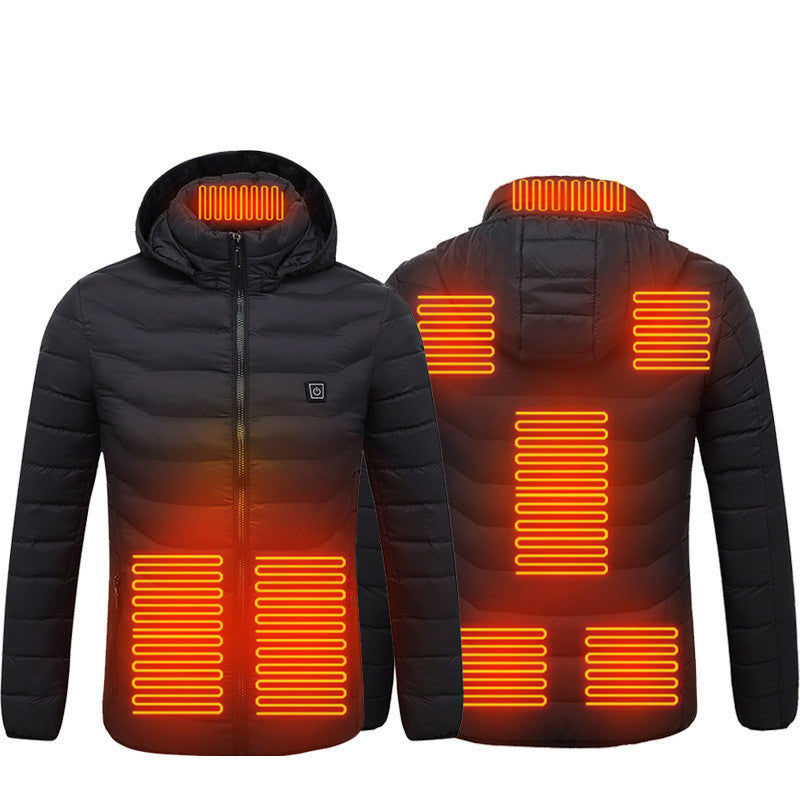 Intelligent Heating Stand Collar Hooded Light And Thin Warm Jacket Male Winter Body Heating