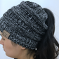 High Bun Ponytail Beanie Hat Chunky Soft Stretch Cable Knit Warm Fuzzy Lined Skull Beanie Acrylic Hats Men And Women