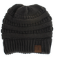 High Bun Ponytail Beanie Hat Chunky Soft Stretch Cable Knit Warm Fuzzy Lined Skull Beanie Acrylic Hats Men And Women