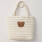 Embroidered Bear Quilted Tote Bag For On-the-go Diaper Storage