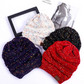 High Bun Ponytail Beanie Hat Chunky Soft Stretch Cable Knit Warm Fuzzy Lined Skull Beanie Acrylic Hats Men And Women