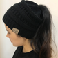 High Bun Ponytail Beanie Hat Chunky Soft Stretch Cable Knit Warm Fuzzy Lined Skull Beanie Acrylic Hats Men And Women