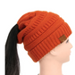 High Bun Ponytail Beanie Hat Chunky Soft Stretch Cable Knit Warm Fuzzy Lined Skull Beanie Acrylic Hats Men And Women