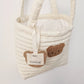Embroidered Bear Quilted Tote Bag For On-the-go Diaper Storage