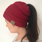 High Bun Ponytail Beanie Hat Chunky Soft Stretch Cable Knit Warm Fuzzy Lined Skull Beanie Acrylic Hats Men And Women