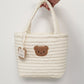 Embroidered Bear Quilted Tote Bag For On-the-go Diaper Storage